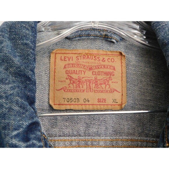 Men Levi Strauss & Co Denim Jacket Biker Blue Cotton Button Breathable Size XL - Picture 8 of 10